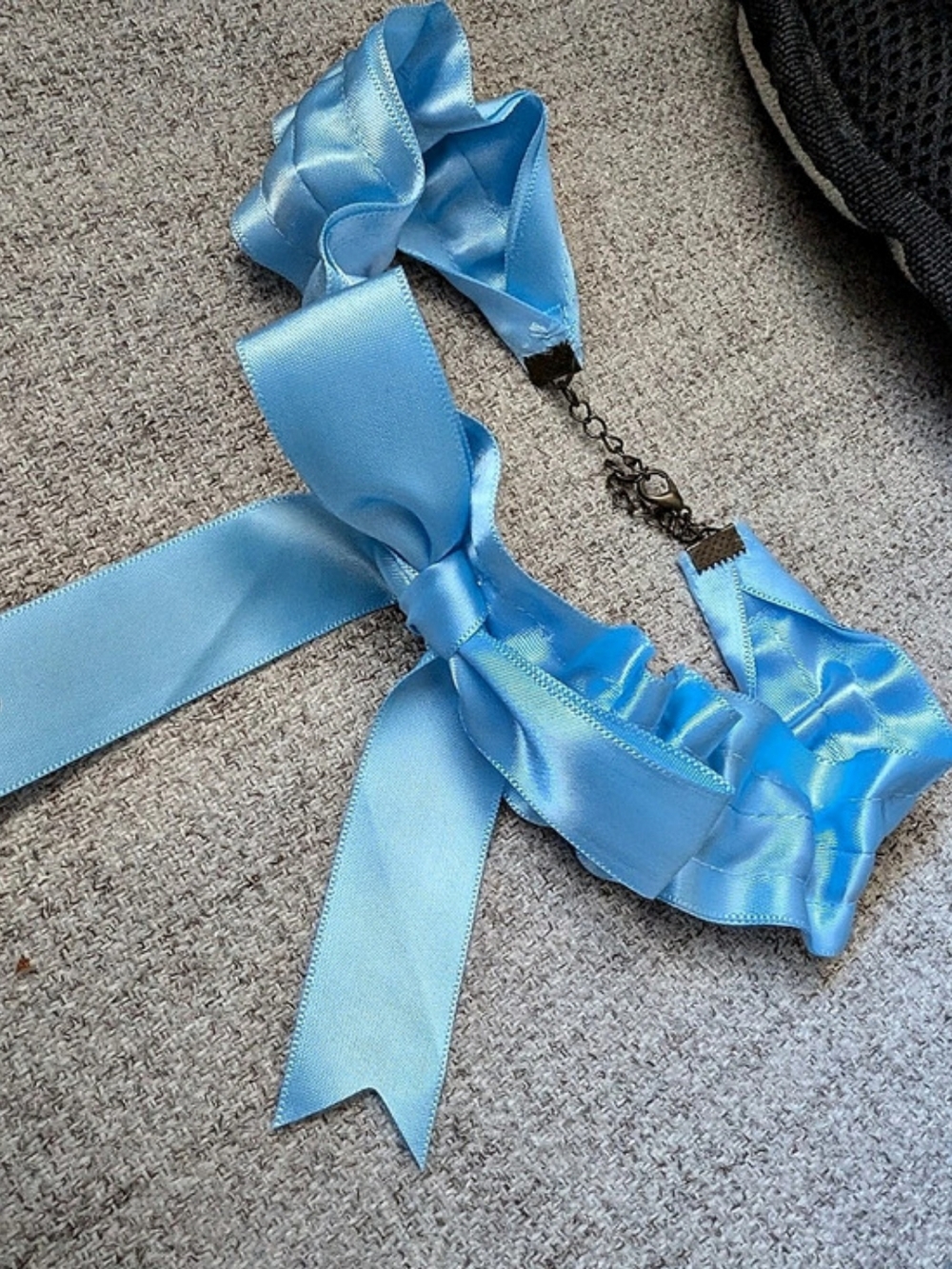 Blue Ribbon Bow Choker Necklace By Wendy's Whimsy's